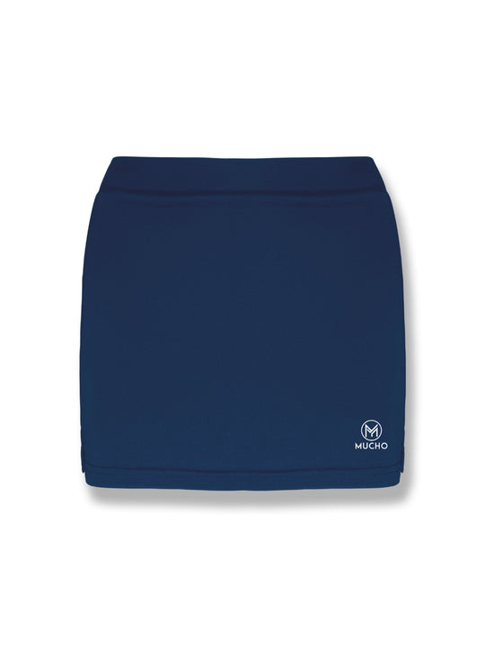 Vue de face de la jupe multisports bleu pour femme, marque Mucho